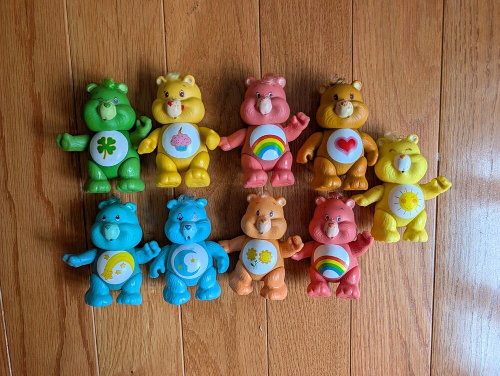 Vintage 1983-84 Care Bears PVC Figures Lot of 9 Hasbro 80s Toys